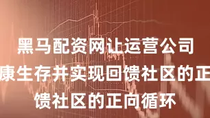 黑马配资网让运营公司得以健康生存并实现回馈社区的正向循环